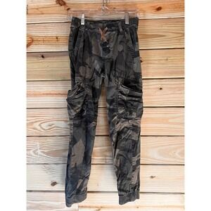 Wrangler Men Camo Cargo Jogger Pants Fit Elastic Waist Drawstring Size 14 slim
